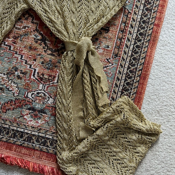 Anthropologie Maeve Gold One Shoulder Knif Coverup Dress - Picture 7 of 15